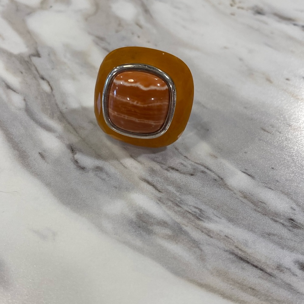 Whitney Kelly Sterling Banded Agate Carnelian Ring size 7